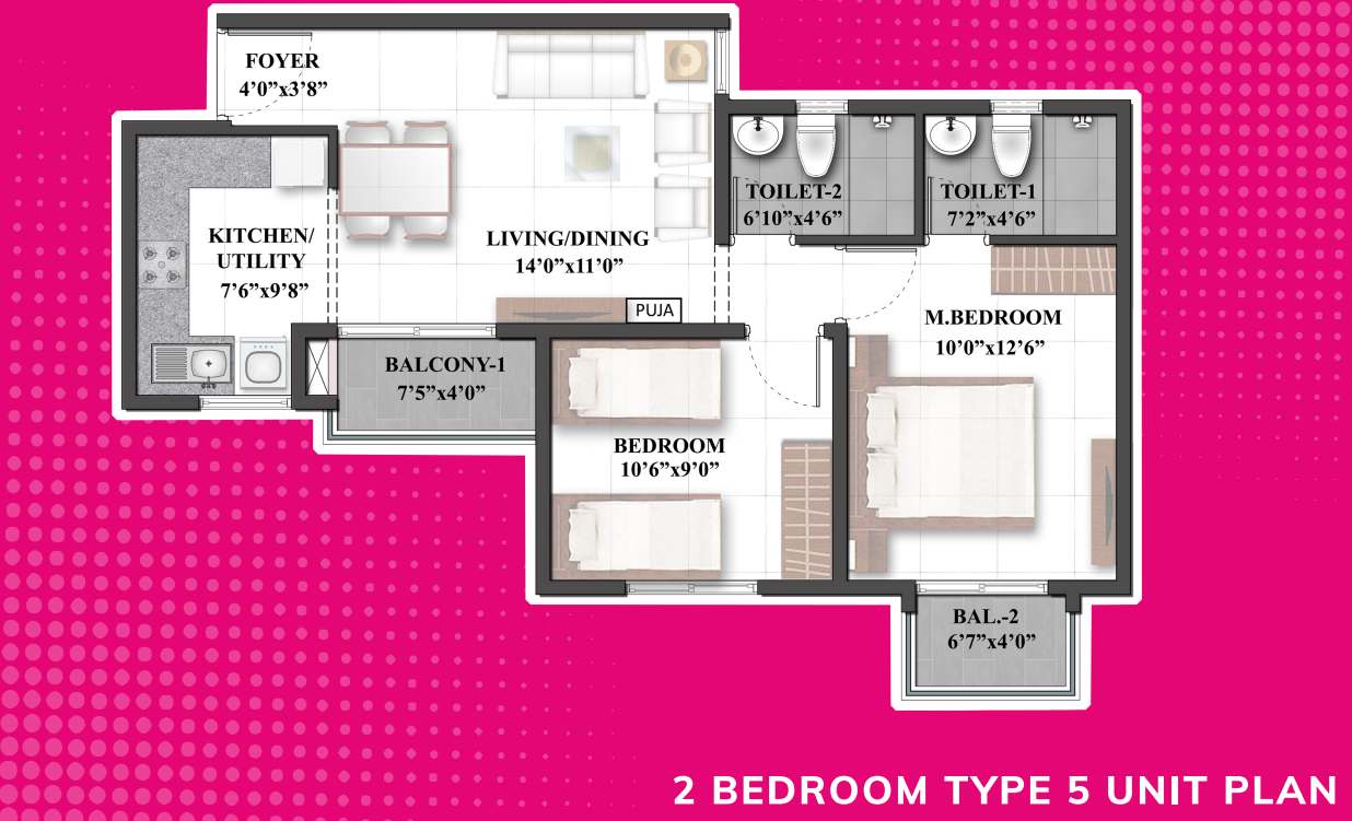 2 BHK Floor Plan Mangadu